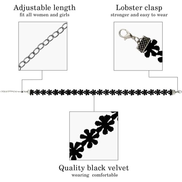 Elegant 6-Piece Black Choker Necklace Set for Women - Adjustable & Versatile - Picture 7 of 7